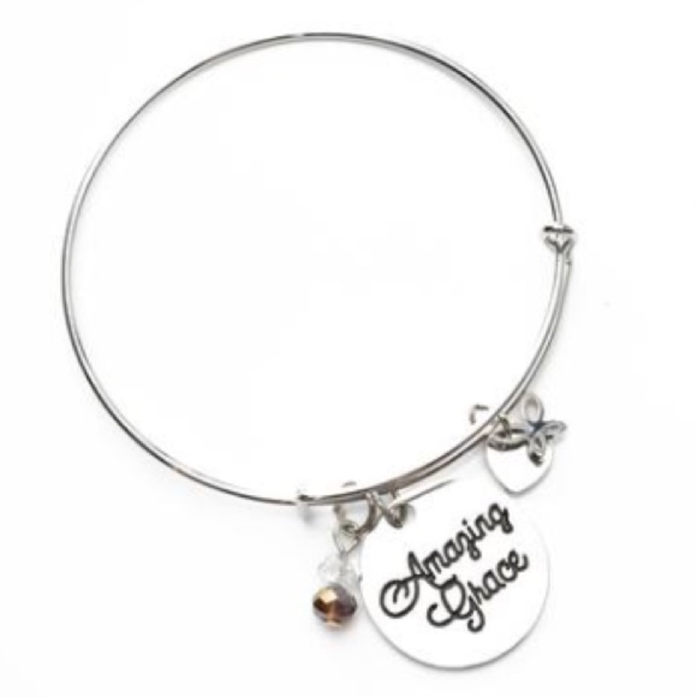 Amazing grace stainless steel bangle bracelet
